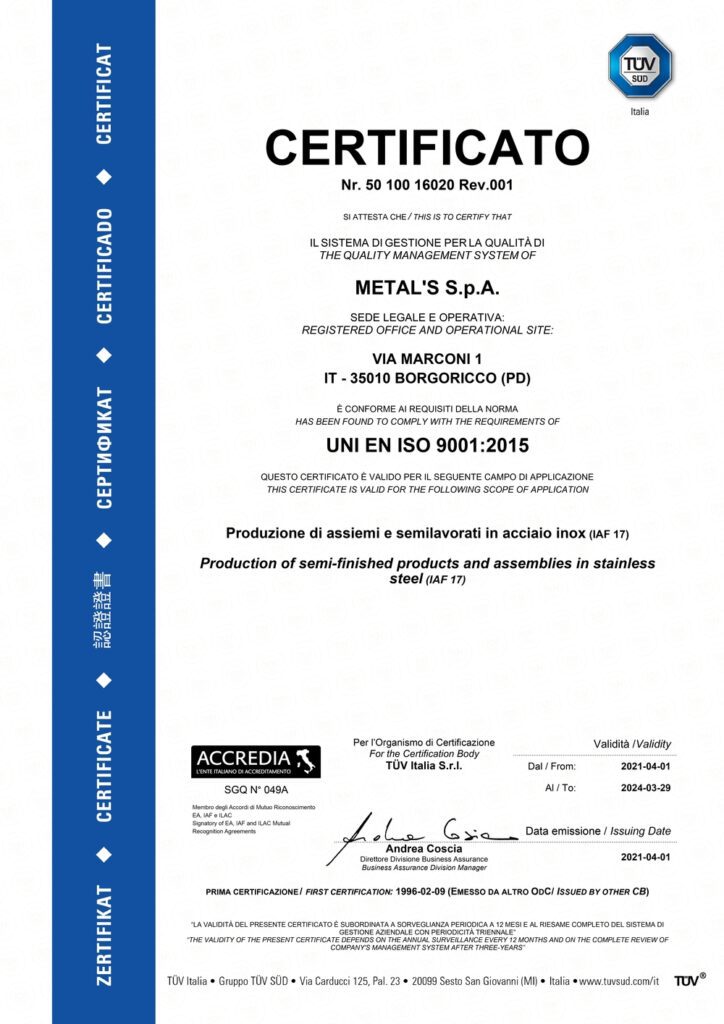 Certificazione metals